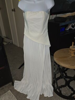 NWT Commense Ivory Strapless Pleated Maxi Dress